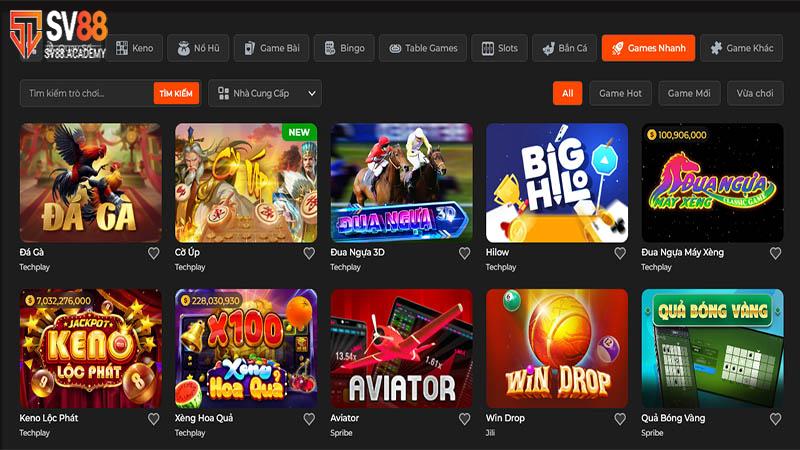 Giao diện web game thời thượng